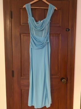 Hello Molly Light Blue Draped Maxi Gown